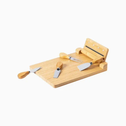 Bamboo Cutting Board With Cheese Knife Set